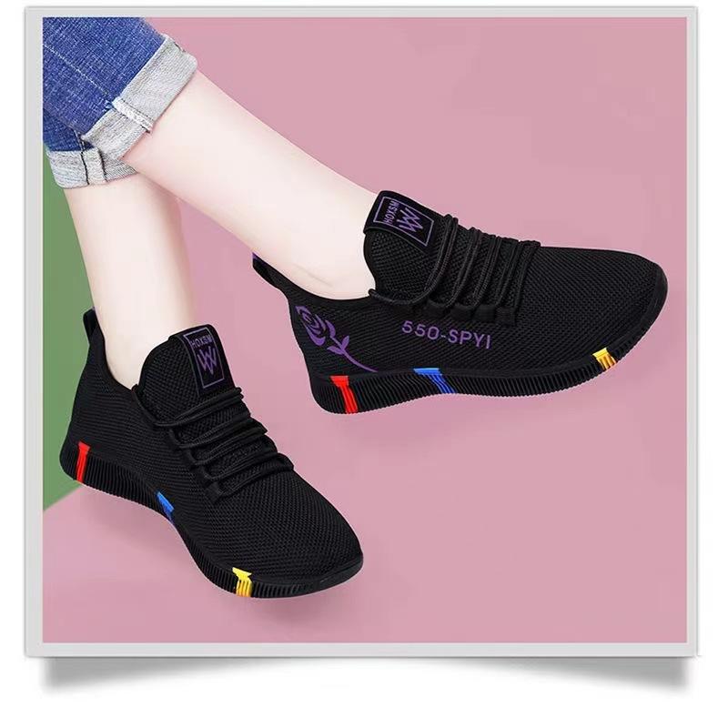 Spring and Autumn Cloth Shoes Women's Walking Shoes Soft Sole Mom Sneakers Breathable Mesh Shoes Fashion Casual Shoes