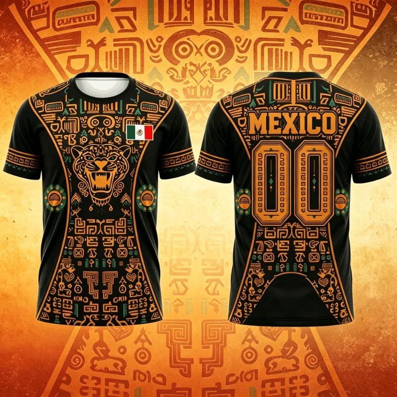 Summer Mexico Print T Shirt for Men Funny 3D Eagle Pattern Tees Football Sports Kids Fashion Print Casual Women Short Sleeve