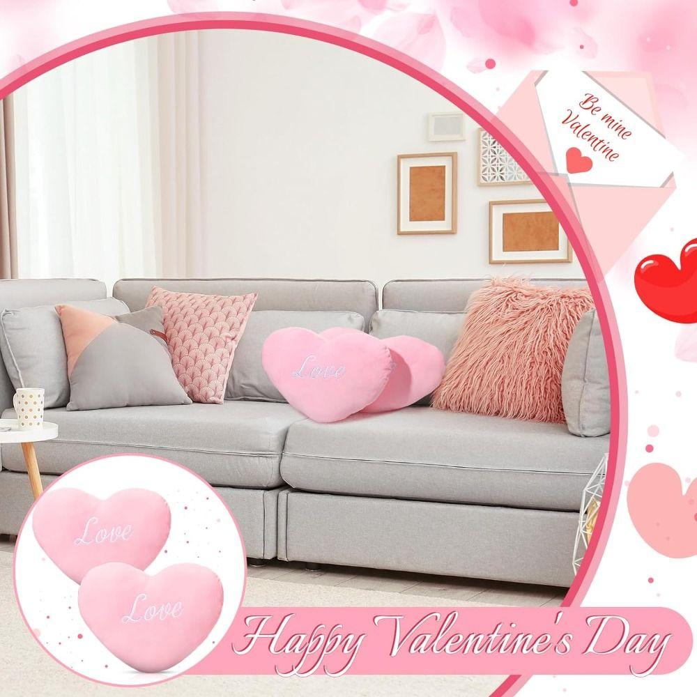 New Heart Shape Heart Plush Pillow for Birthday Valentines Day Soft Pillow Home Decorative Pink Color Stuffed Pillow