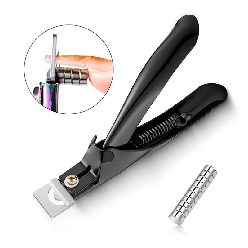 Professional Nail Clipper U Shape Stainless Steel Trimming Straight Cutter With 10Pcs Magnet Nail Art Trimmer Kit Manicure Salon