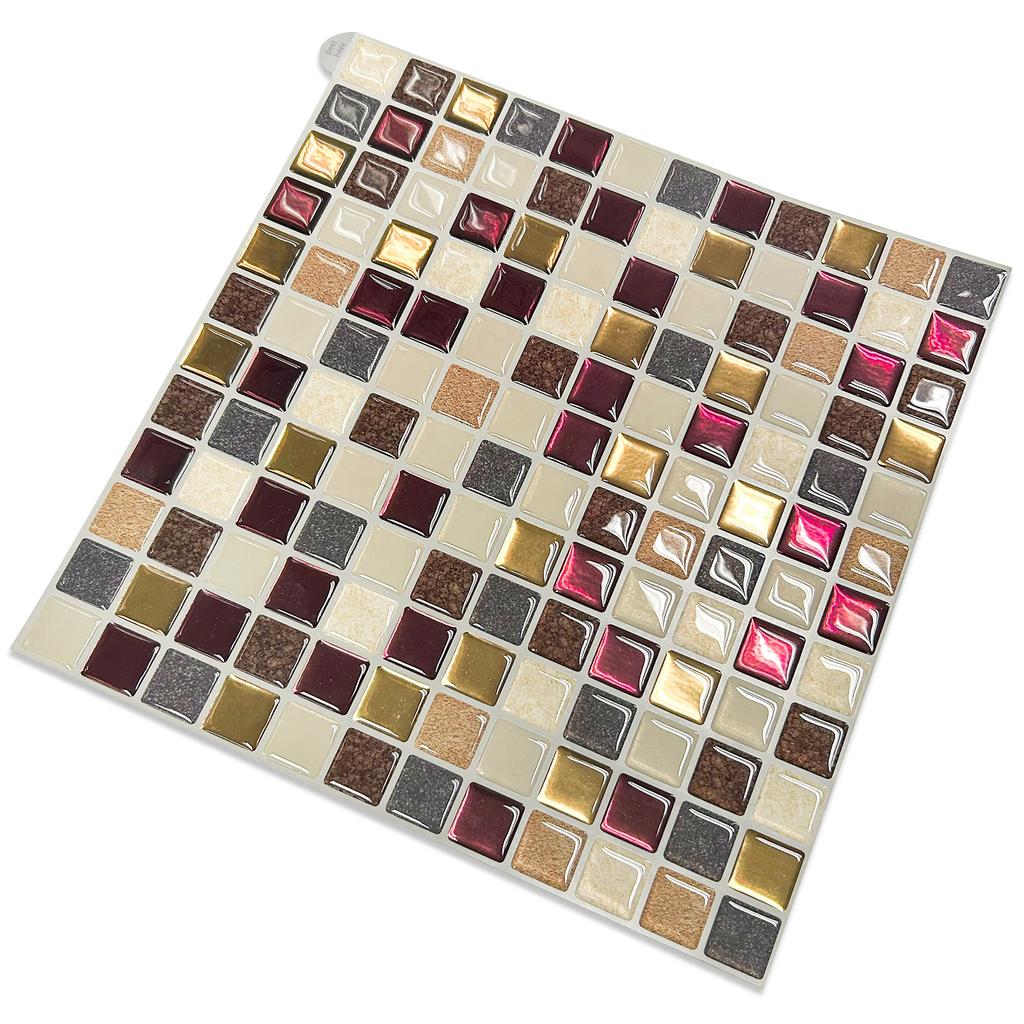 10pcs Strong Adhesive Peel&Stick Tile Stickers 3d Mosaic Vinyl Tiles Marble Wall Sticker Waterproof For Kitchen Bathroom