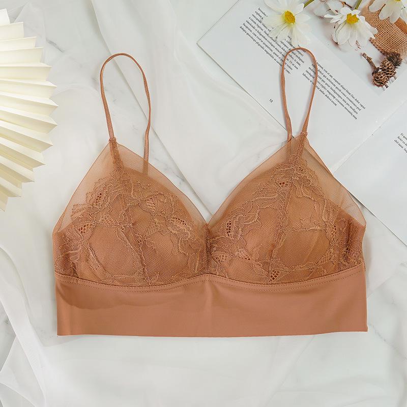 Romantic Lace Triangle Camisole Bra: Seamless Vest Style for Small or Flat Chests