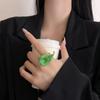Calla Flower Ring Elegant Enamel Adjustable Metal Open Geometric Style for Women Dating Wedding Guest Wear