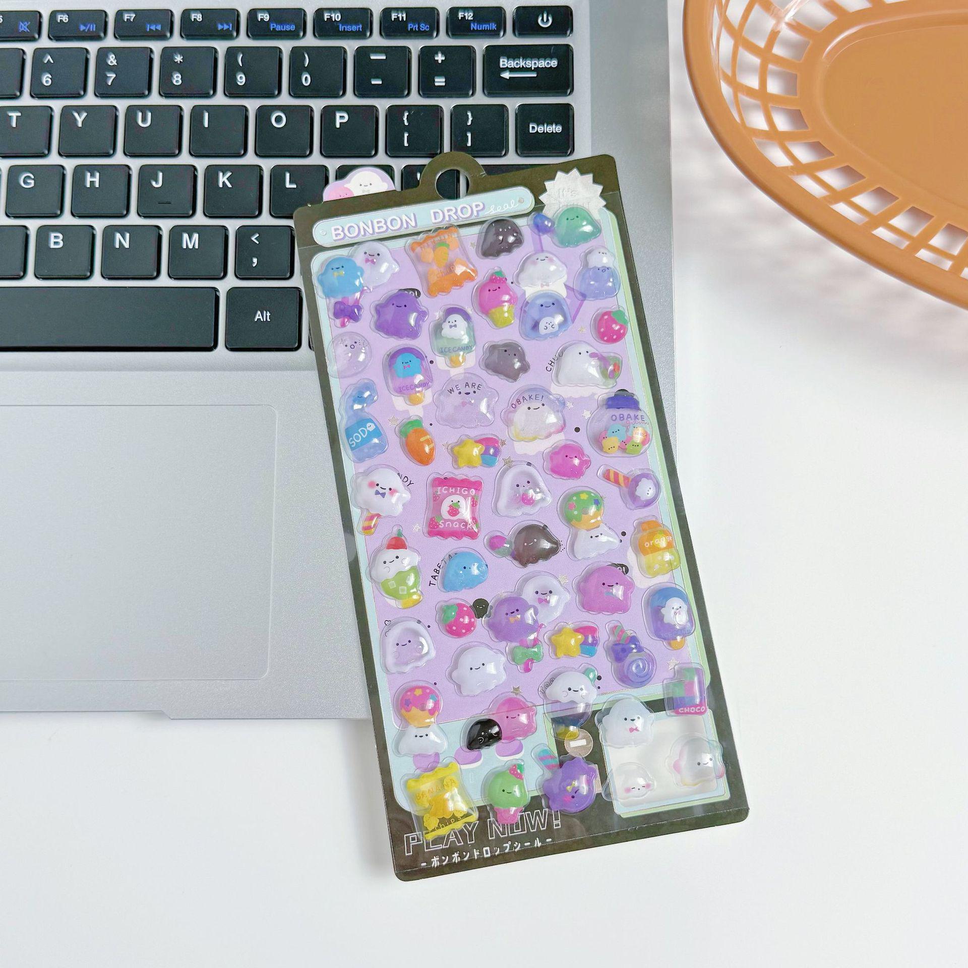 

3D Puffy Cartoon Crystal Diamond Decorative Stickers for Kids - Cute Embossed Stickers for Girls