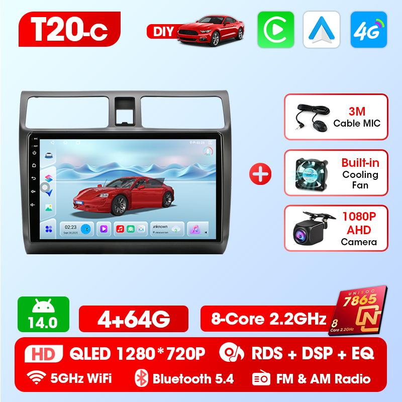 Srnubi 2 Din Carplay Android Auto for Suzuki Swift 2003 - 2010 10 Inch Car Radio Multimedia Player GPS Navigation DSP Bluetooth 5.4 Support SWC Acce
