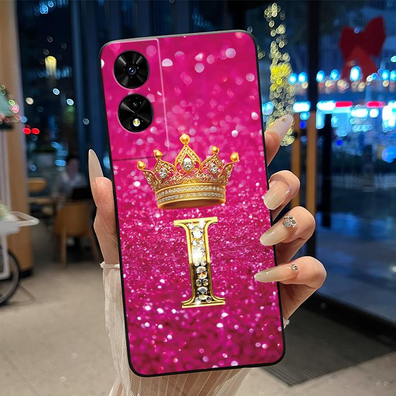 Beautiful Couple Phone Case For TCL 505 T509K T509A Bumper Black Silicone Shockproof Soft Casing Letter Crown Pattern Cover
