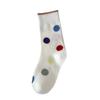 Colorful Polka Dot Color-blocked Socks for Women, Breathable and Comfortable Cotton Socks, Simple and Cute, Versatile, School Style, Pile Pile Socks
