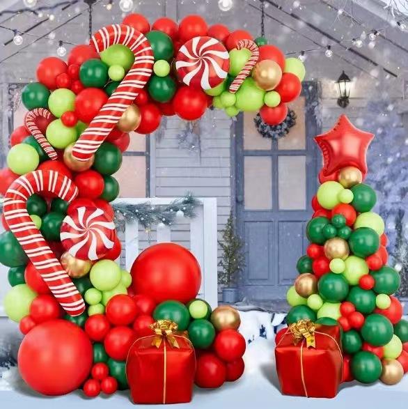 Christmas Candy Cane Gift Aluminum Film Balloon Set Birthday Party Decoration Room Decoration