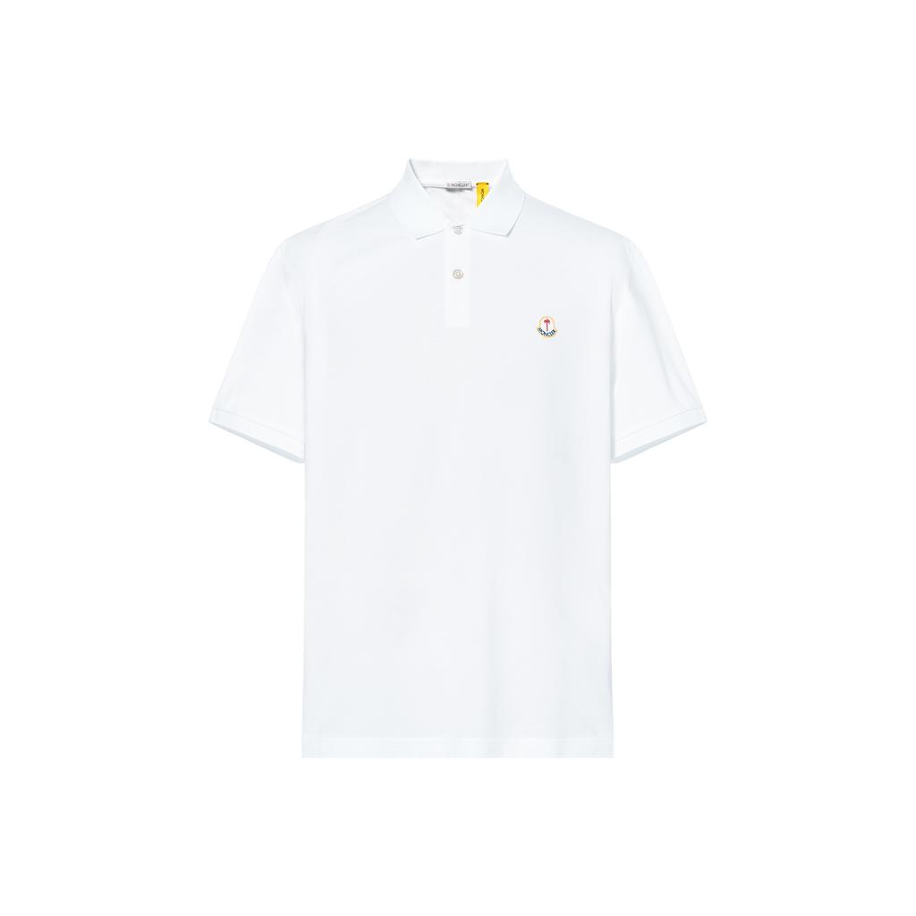 Moncler Genius X Palm Angels Collaboration Vintage Logo Design Cotton Short Sleeve Polo Shirt Unisex Polo Shirts White I209L8A00002M3588001