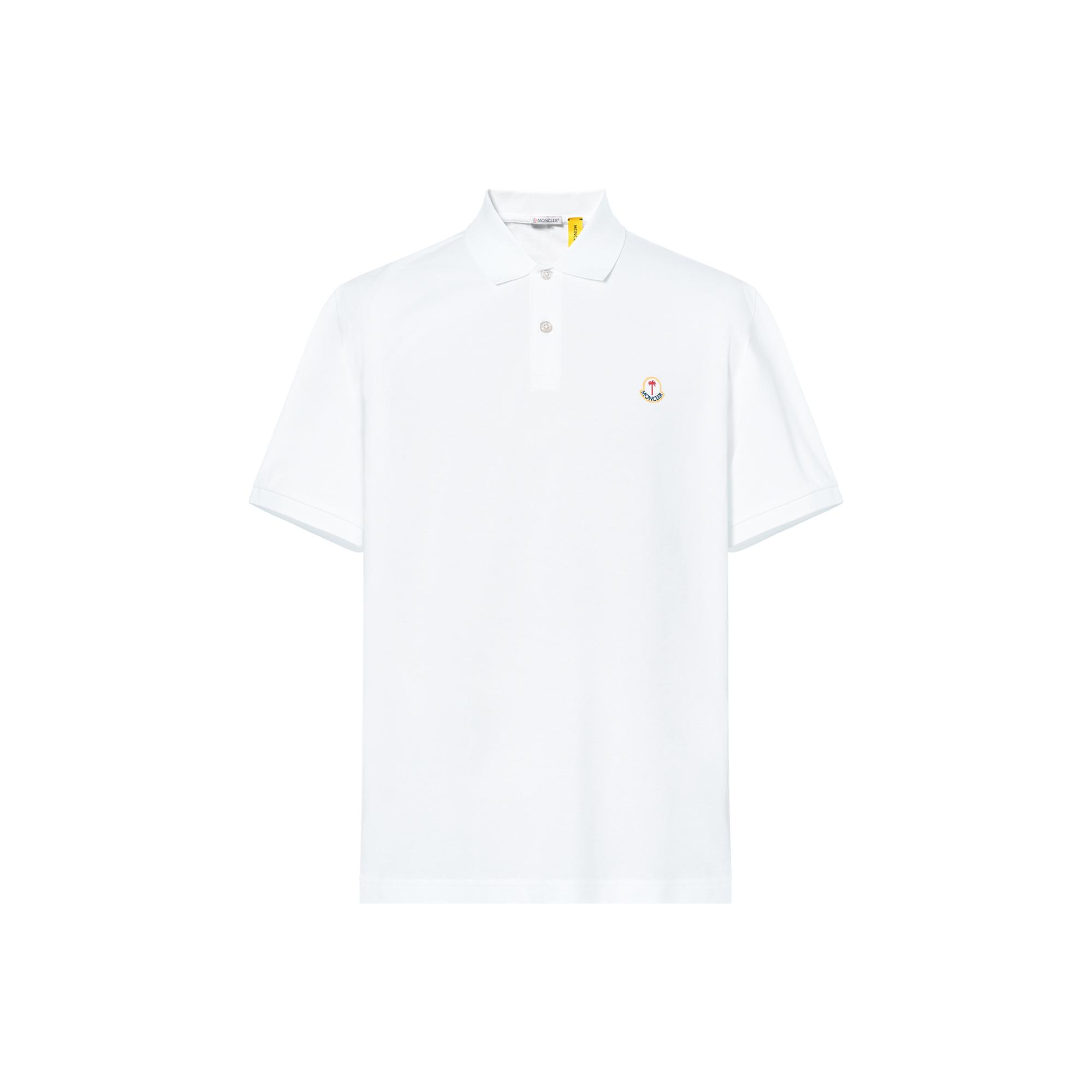 Moncler Genius X Palm Angels Samenwerking Vintage Logo Ontwerp Katoenen Korte Mouw Polo Shirt Unisex Polo Shirts Wit I209L8A00002M3588001 S