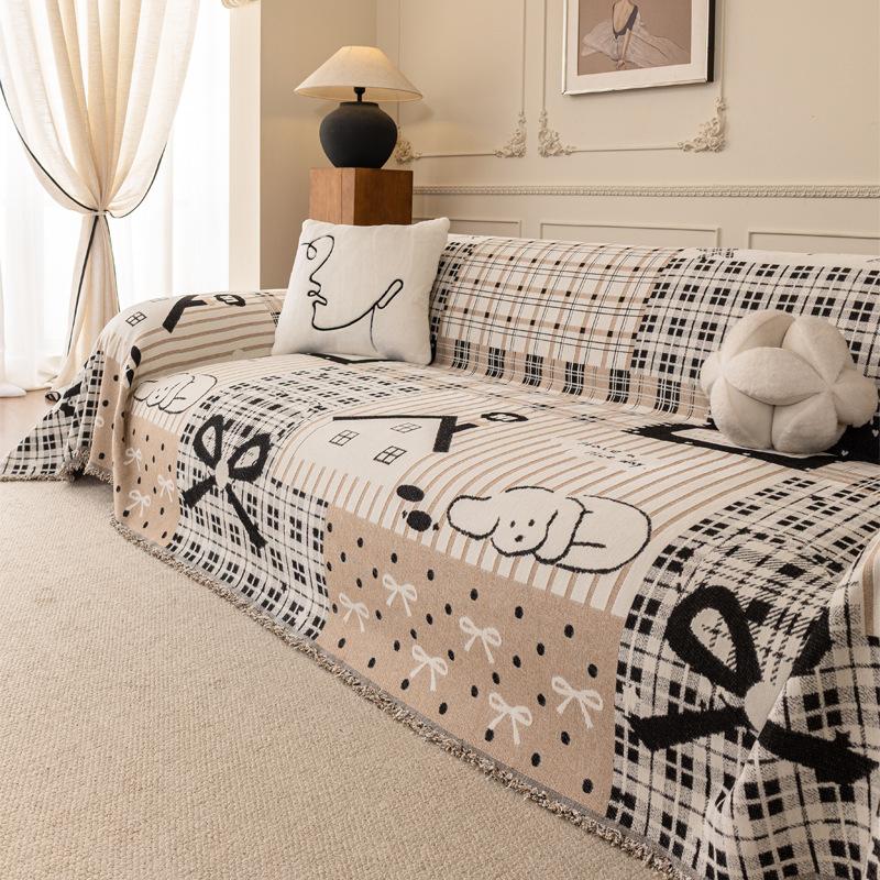 

Chenille Reversible Sofa Protector Universal Fit 2/3/4 Seat Couches Non Slip Living Room Sofa Cover with Elastic Edges 130x180cm