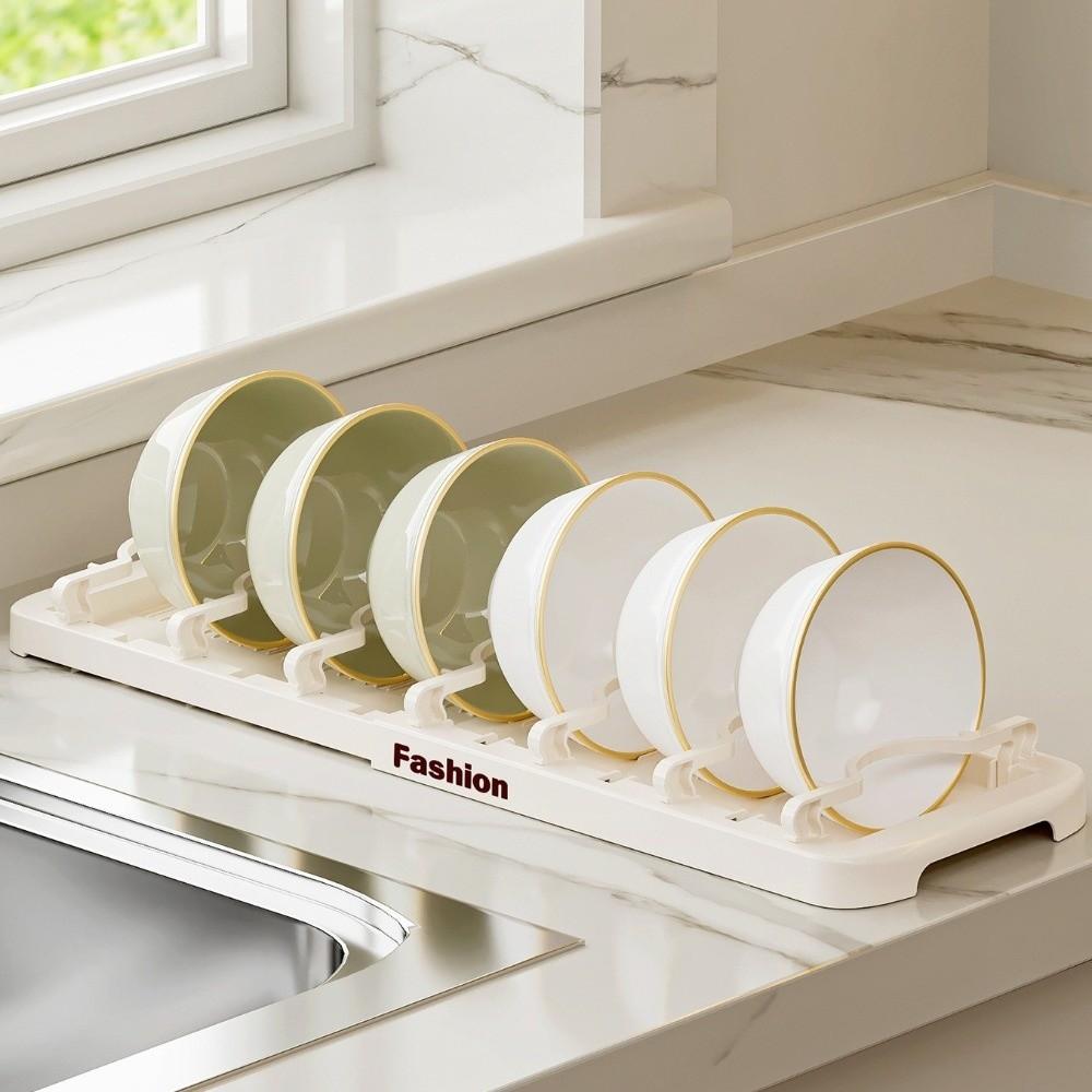 U-shaped Telescopic Dish Drying Rack Adjustable Detachable Kitchen Storage Shelf Plastic Space Saving Bowl Rack