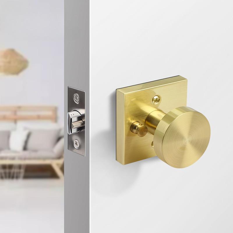 Fechadura de Banheiro Doméstica Interna Botão Oculto Trinco Dupla Face Fechadura de Porta Quarto Liga de Zinco Sólido Dourado Maçaneta Dupla Face