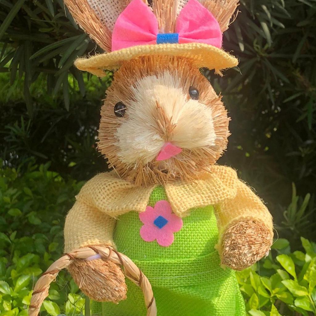 Easter Bunny Figurine Easter Gift Cute Ornament for Yard Cabinet Living Room