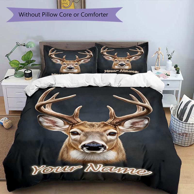 3PC Custom Name Deer Portrait bedding,soft and breathable,2D flat print,room decor.,Poster Three-piece set,Soccer Three-piece set,Art,Poster,Soccer