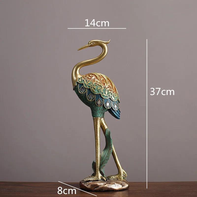 

Скульптура тварини з смоли Пофарбований журавель Статуетка тварини-імітація ремісничі прикраси Золотий рельєф Ручна робота Декор для дому