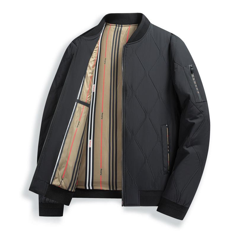 Autumn and Winter Mulberry Silk Stand-up Collar Light Jacket Middle-aged and Young Business Casual Zipper Cotton-padded Jacket
