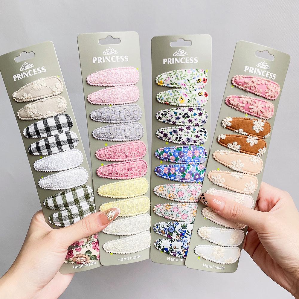 Variety Printing Bb Clip Set Small Fresh Embroidery Edge Clip Macaron Fabric Hair Accessories 2760