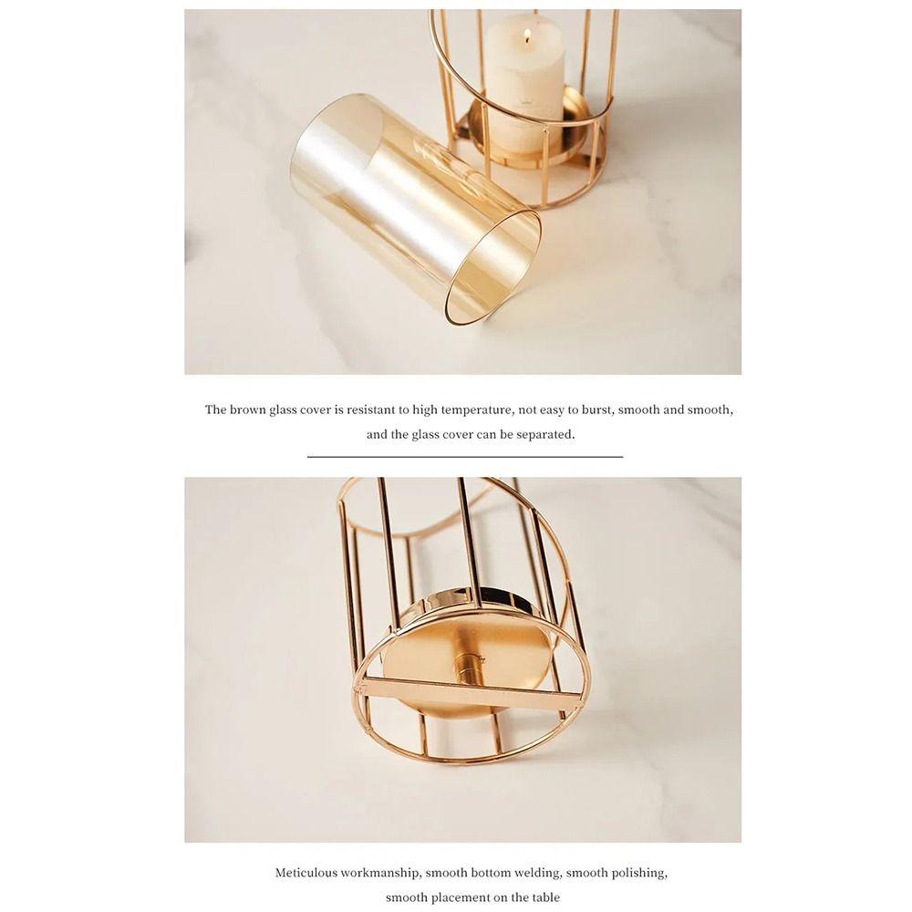 Golden/Black Metal Glass Candle Holder Detachable Desktop Decorative Vase Dinner Props