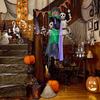 Witch On Broom Decoration 9.84Ft Sound Activation Broom Halloween Animatronic Witch Spooky Home Decor For Holiday Walkway