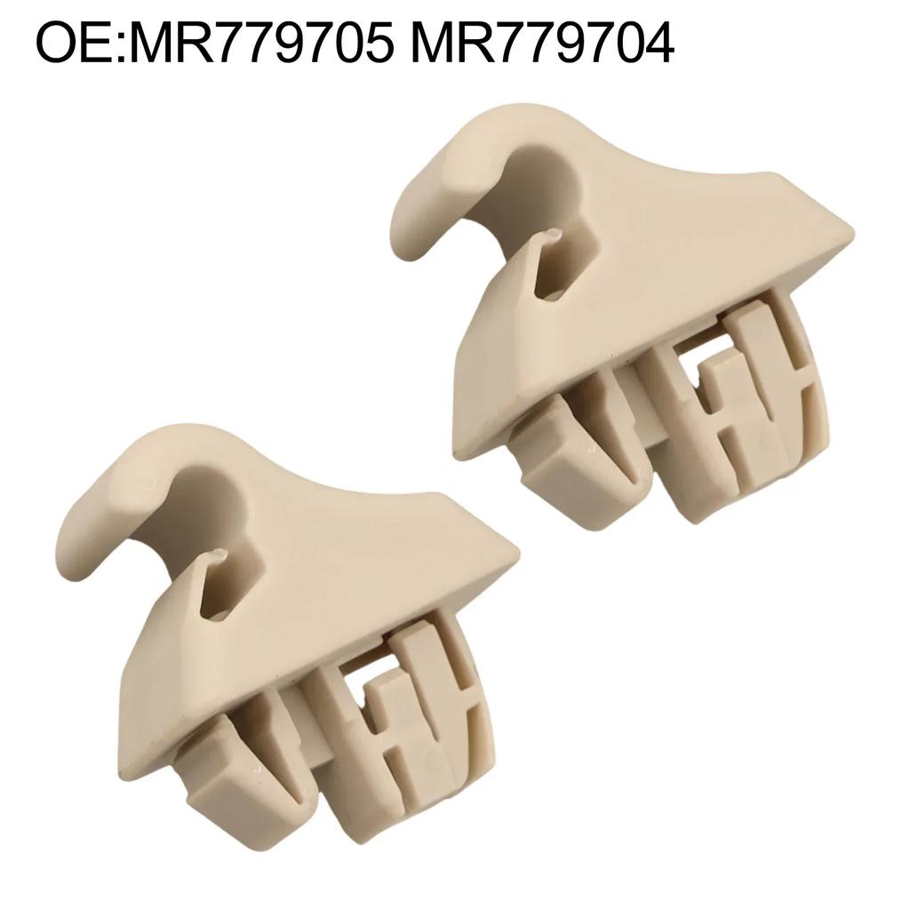 2pcs SUN VISOR HOLDER CLIPs Gray/ Beige ABS Retainer Fit For Mitsubish For Pajero 2000-2006 #MR779704/ MR779705 Auto Fastener