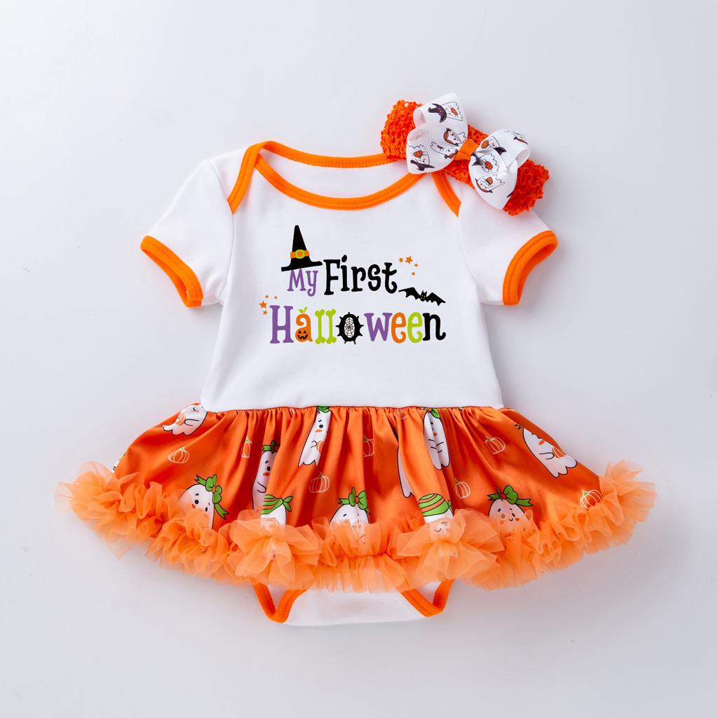 Infant Baby Girls Kids Skirts Set 2PC Romper + Headband Halloween Outfits