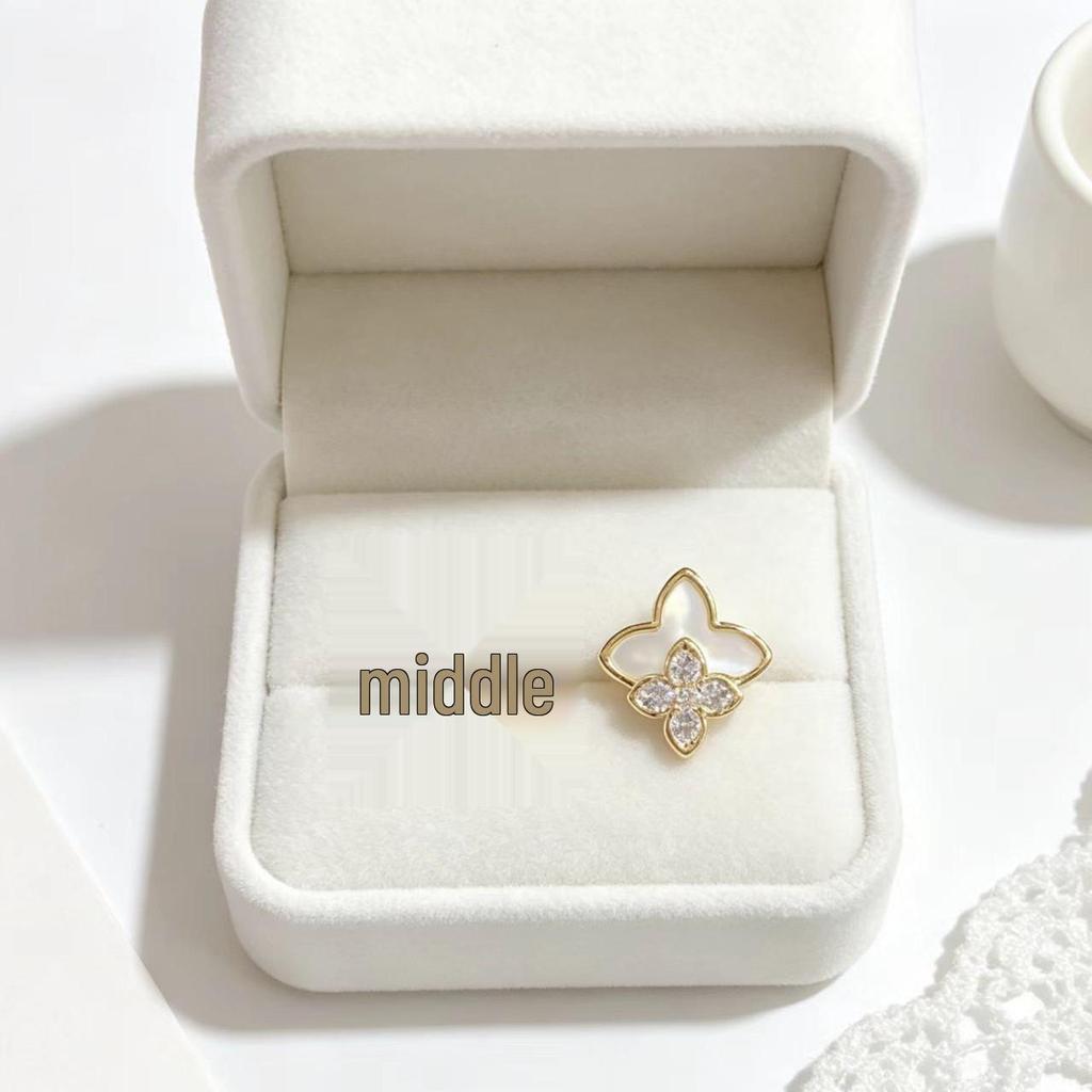 S925 Sterling Silver Zircon Shell Four-Leaf Clover Stud Earrings: Elegant, Versatile Design for Women