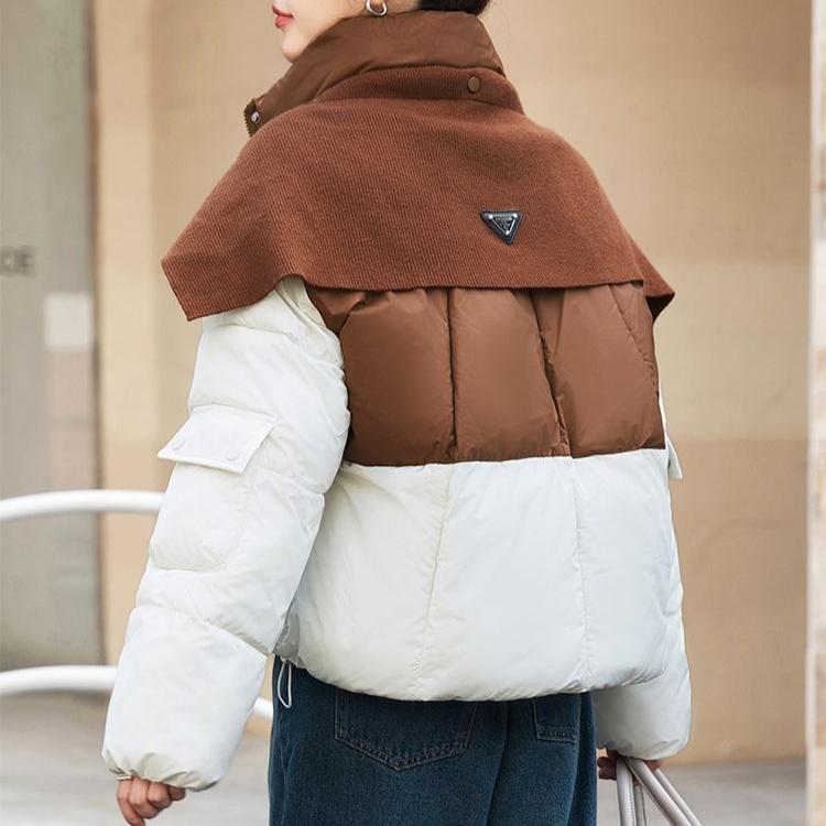 Winter Damen Kurze Jacke Koreanischer Stil Locker Stehkragen Baumwollmantel