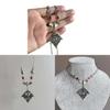 Gothic Bat Pendant Necklace For Women With Alloy Cross Chain Halloween Jewelry