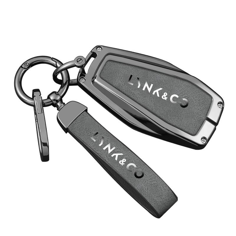 Premium Metall Schutzhülle für Lynk & Co 01 PHEV Schlüssel, Anti-Fall Schale mit Schnallenverschluss für Männer und Frauen