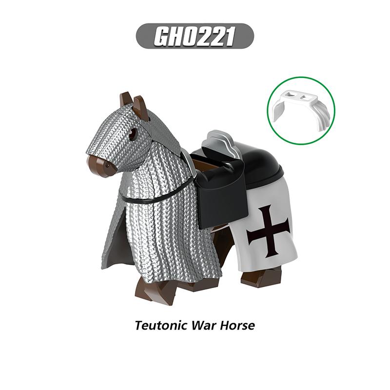 Medieval Military Castle Knights Templar Order Rome Figures Set Soldiers War Horse Army Weapons Shield Sword Helmet Bricks Toys