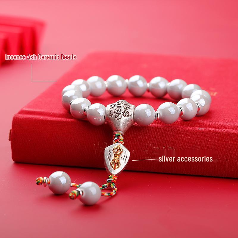 Porcelain Glazed Bracelet In Macaron Grey - Unisex Bangle In Cai Wenjing Style for Couples