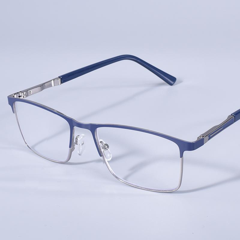 Anti Blue Light Men's Reading Presbyopia Glasses Metal Material Full Glasses Frame Business Eyeglasses For Men's Square Double Color Reading