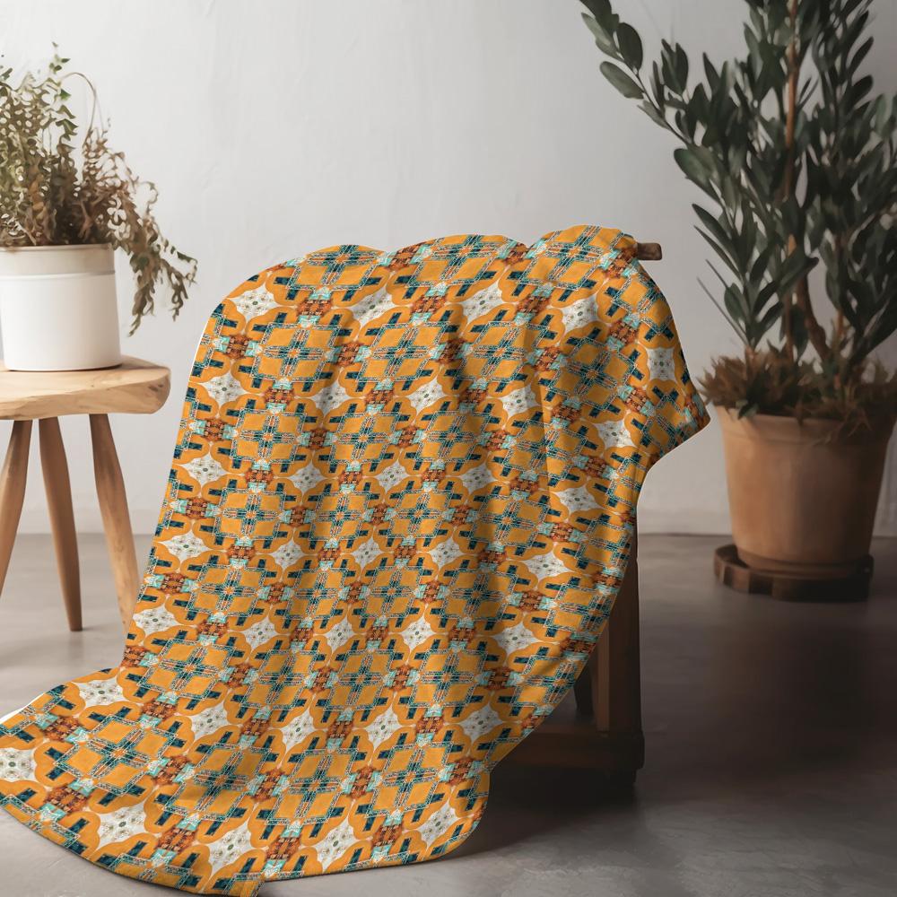 Vibrant Geometric Pattern Flannel printed blanket suitable for all seasons suitable for living room office sofa and travel