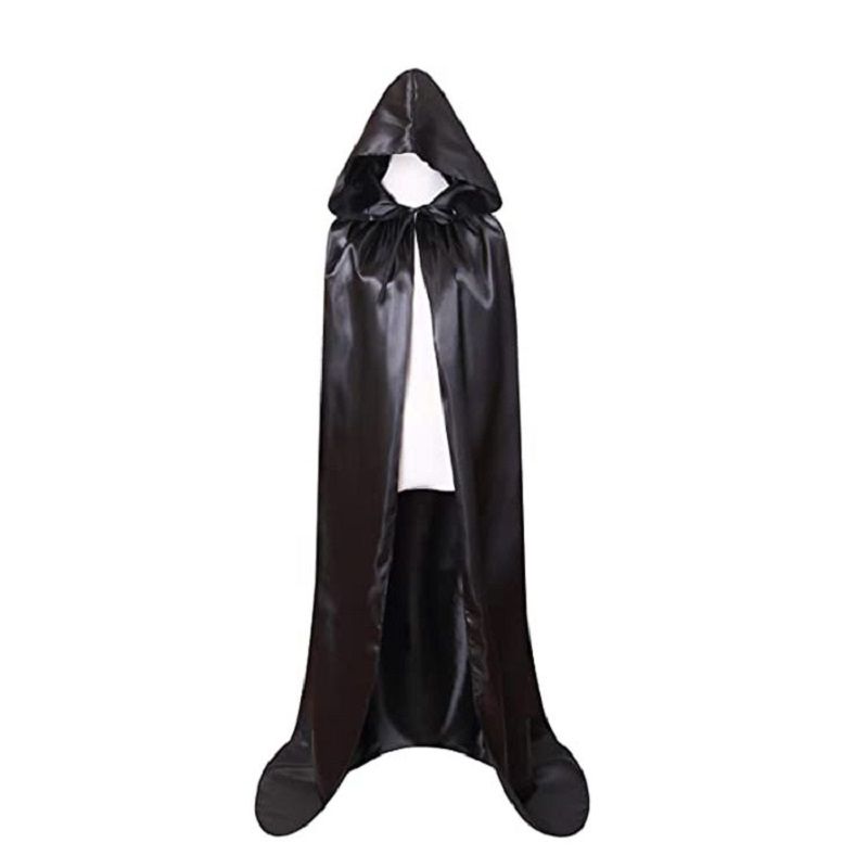 

Длинный плащ-накидка с капюшоном унисекс для взрослых, костюм ведьмы, мантия для вечеринки, косплей, маскарадное платье S