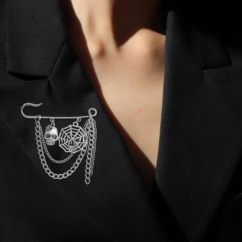 Modern Chain Lapel Pin Ornament Statement Style Badge Chain Pendant Brooches