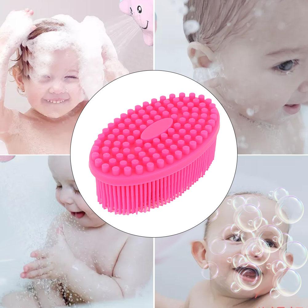 Silicone Baby Sensory Brush Massage Bath Tactility Training Brush Hair Washer Comb(  Red)