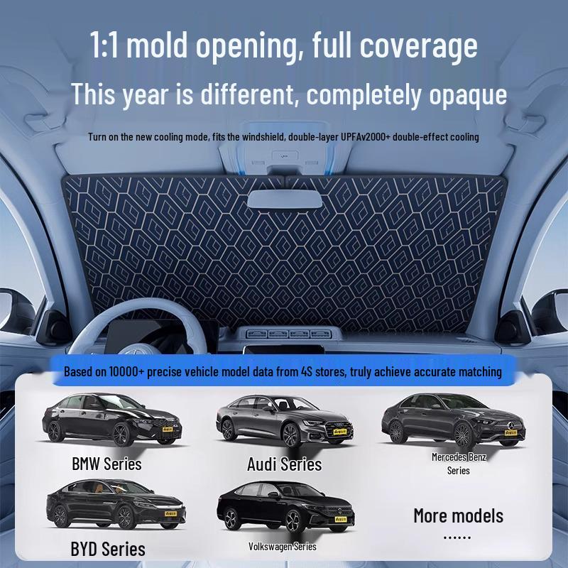 Car Front Windshield Laser Sunshade - Heat Insulation & Light Blocking for Small Cars.