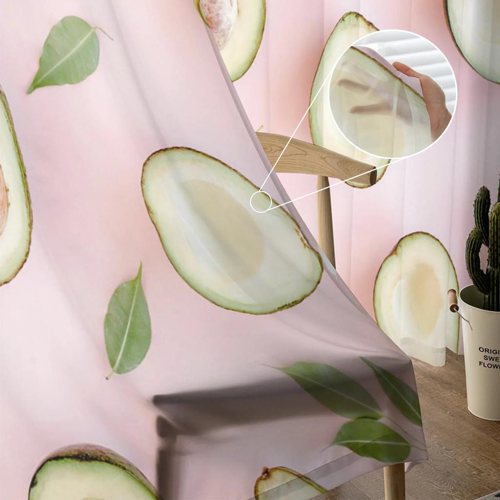 Avocado Green Tropical Leaves Sheer Curtain for Living Room Hall Wall Dress Up  Home Window Supplies Pop Print Tulle Curtains