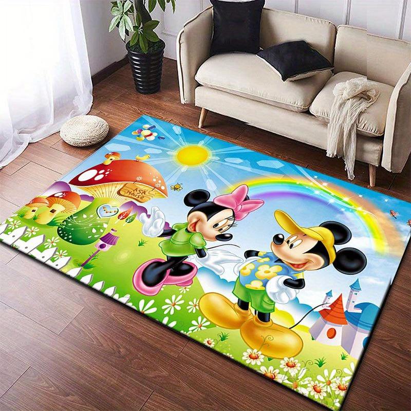 1pc Mickey and Minnie Area Rug, Non Slip Floor Mat, Cartoon Character Design, Soft Velvet, Room Decor, Washable Indoor Carpet