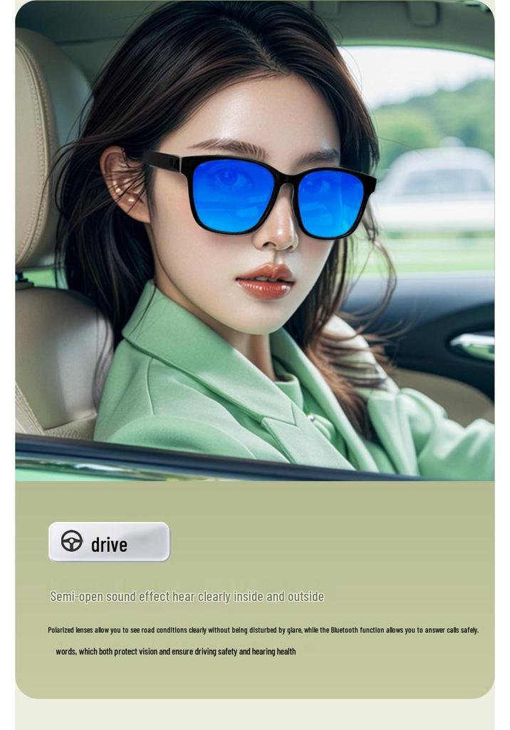 Smart Bluetooth Glasses with Polarized Anti-UV Lenses for Music, Calls, Navigation - Ideal for Driving and Fishing