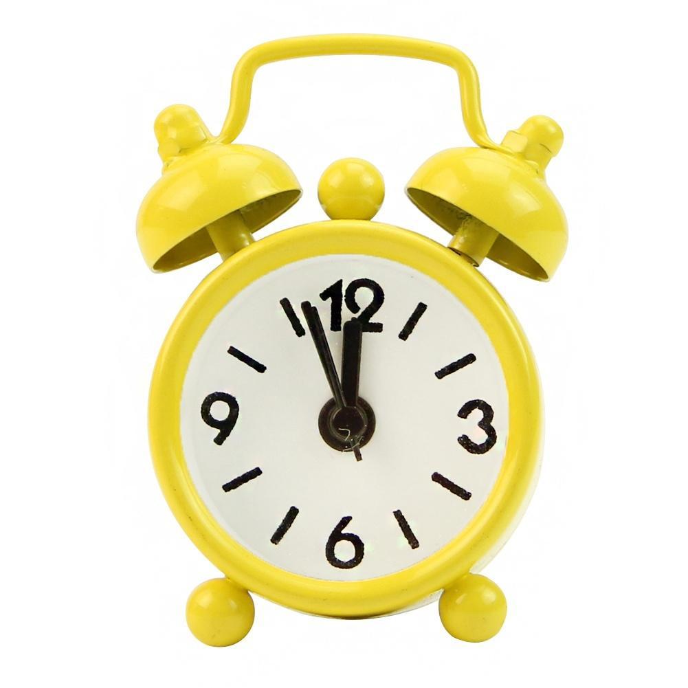 Classic Home Cute Battery Operated Analog Mini Round Bedside Desk Alarm Clock
