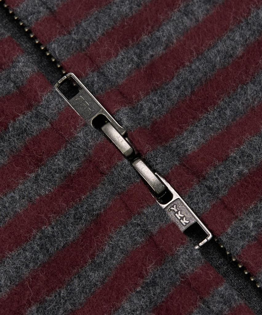 Toffee Striped Fleece Zip-Up Hoodie (Burgundy/Charcoal)