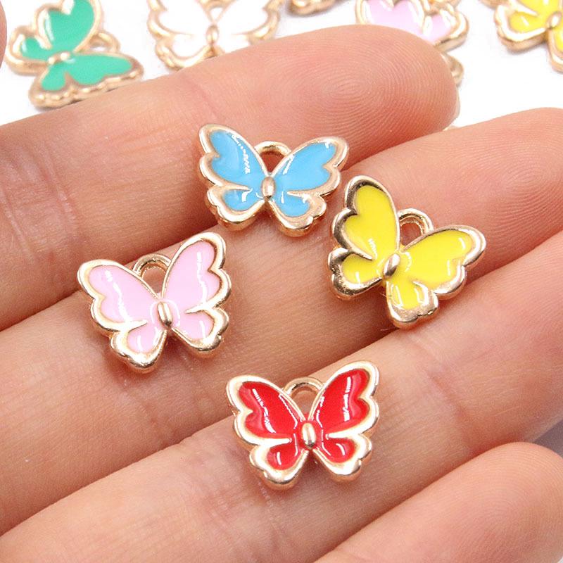 10 Colors 10*13mm KC Gold Enamel Butterfly Charms for Necklaces & Bracelets