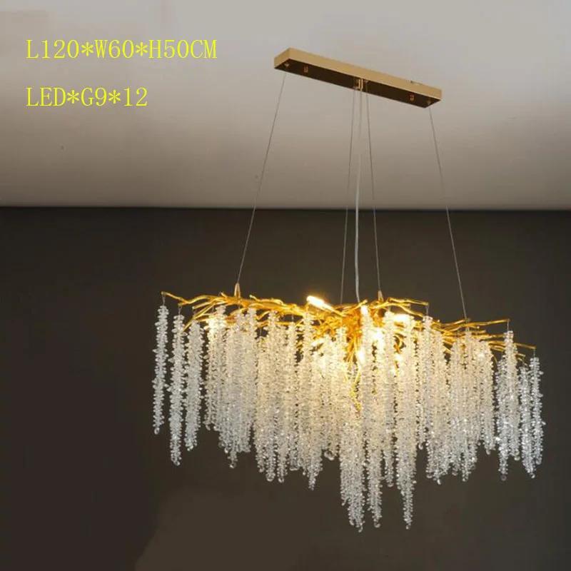 Modern living room chandelier Nordic luxury crystal chandelier decoration villa LED light bedroom lighting Ceiling pendant lamp