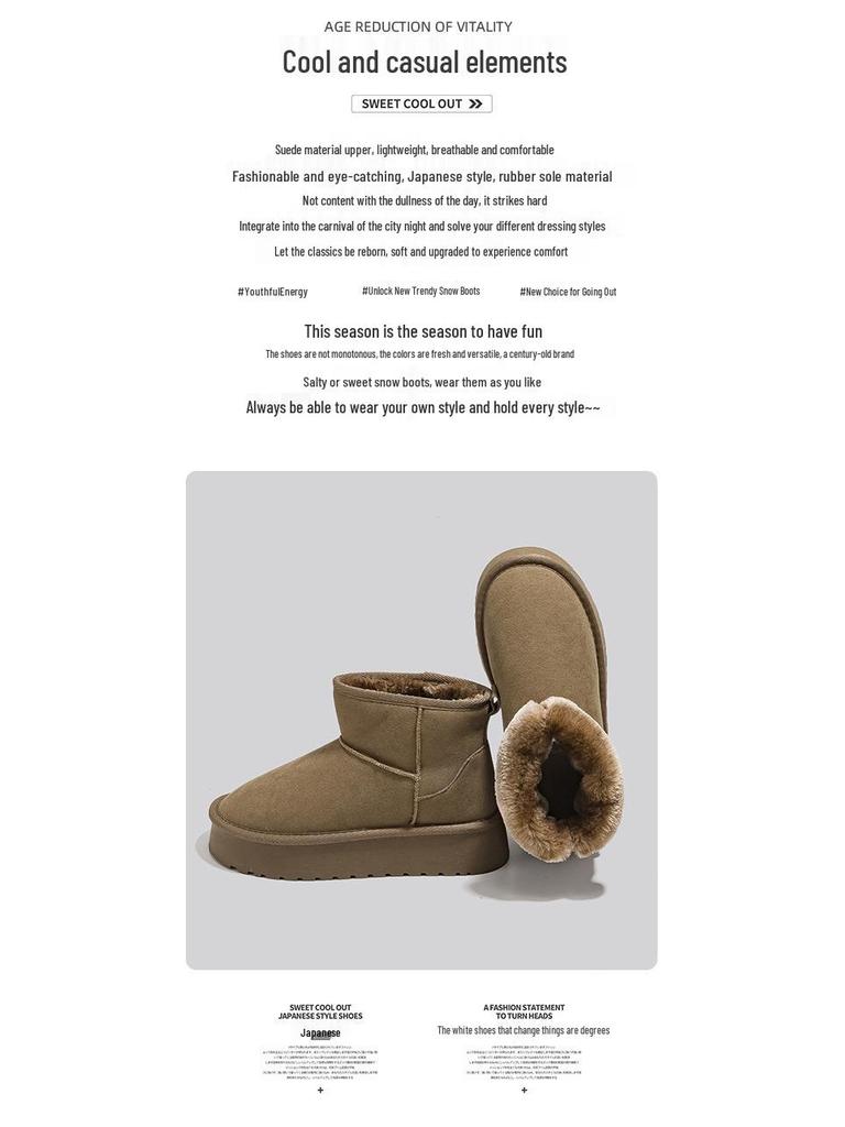 Women's Mid-Calf Fleece-Lined Winter Snow Boots with Thick Soles - G9902