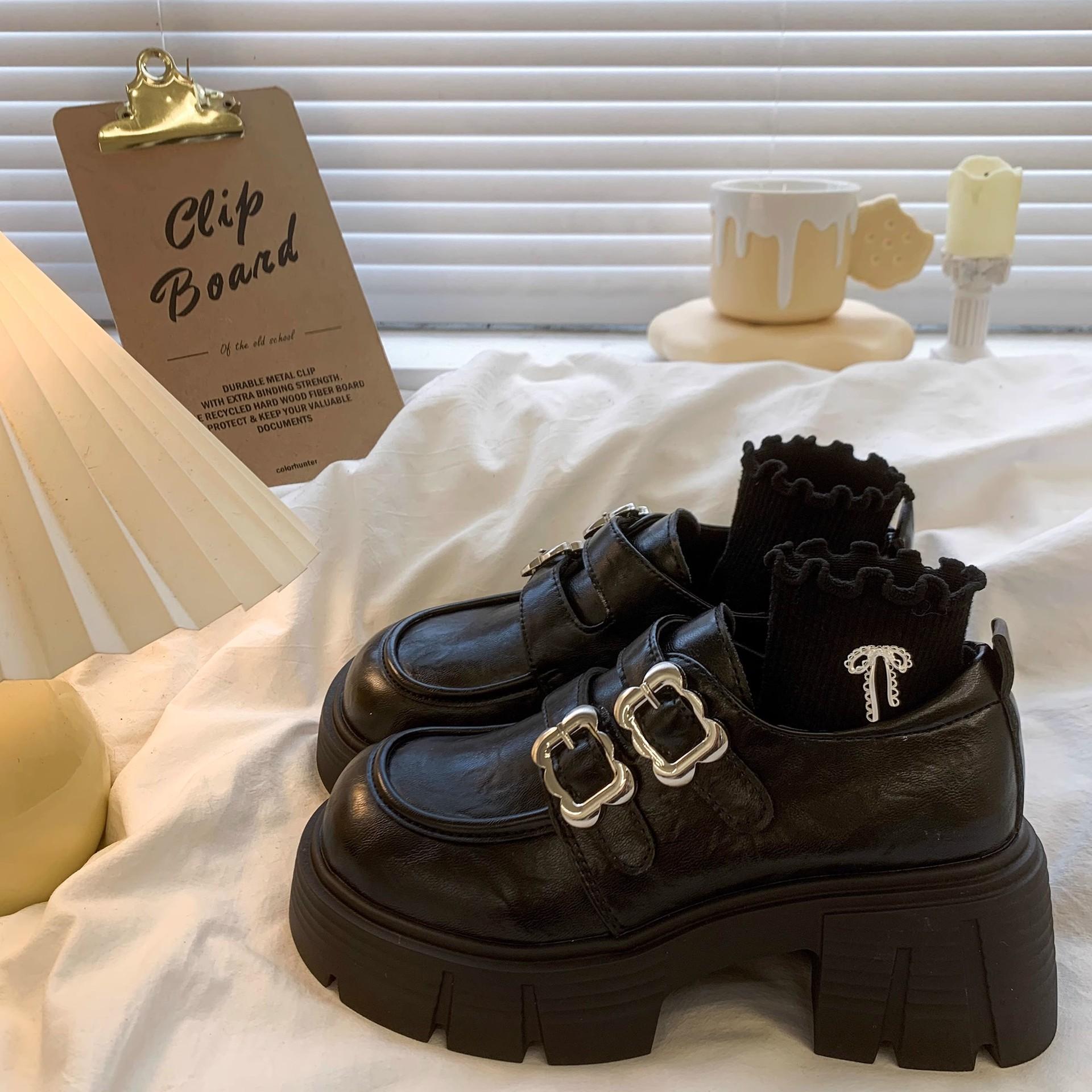 

British style loafers women s platform retro fashion 2025 spring and autumn new thick heel small Mary Jane small single shoes 35 чёрный