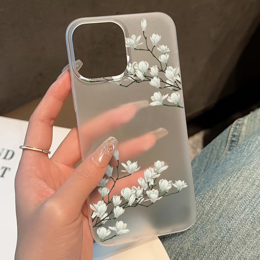 Mobiltelefondeksler til iPhone 11 13 15 Pro Max 12 14 Pro Max-deksel iPhone 16 15 Plus 13 Pro 12 Frosted Texture Painted Cartoon Flowers