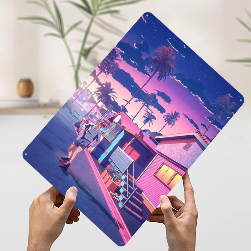 

Retro Skateboarding Sunset Tin Plaque Poster Customized Wall Art Retro Vintage Metal Signs for Man Cave Decoration Room Decor 7.9x11.8In(20x30cm)