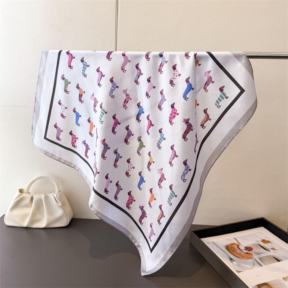 Printed Small Square Scarf Geometric Shape Animal Printed Silk Scarf Satin Hijab Scarf Accessories